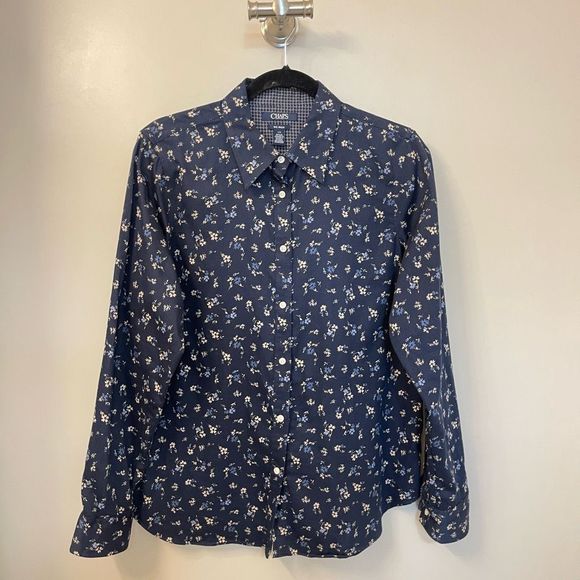 Chaps Tops - Chaps Women Shirt Large NWOT Button Down Cotton Floral Blouse